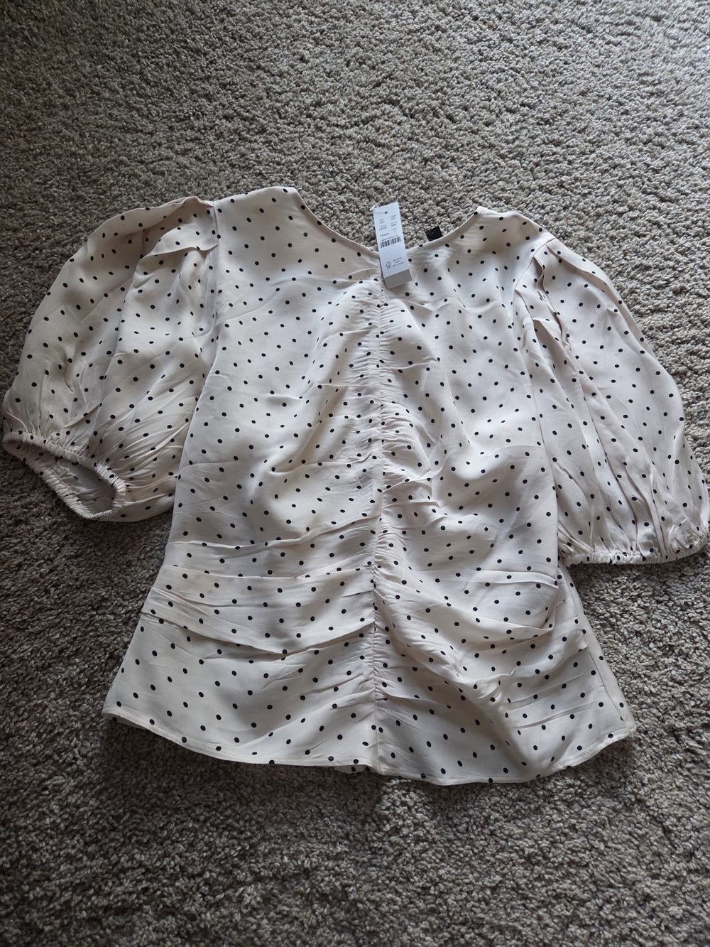 J Crew Polka Dot Blouse - Cream with Black Dots